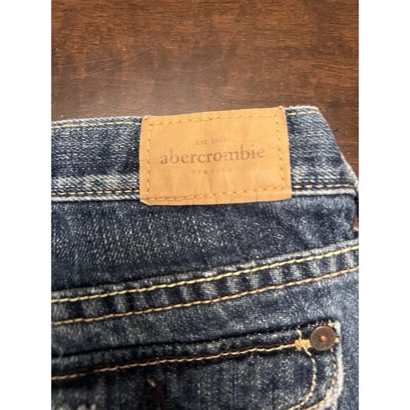 Abercrombie & Fitch Y2K Micro MINI Short SHORTS Size 12 Blue Low Rise Cuffed VTG - Picture 3 of 4